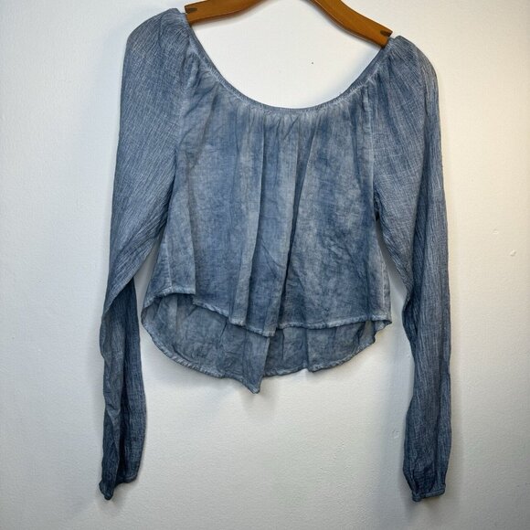 Free People Ruffle Back Long Sleeve Crop Top size‎ XS - Picture 1 of 8